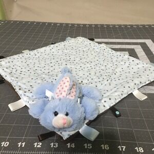Goffa Blue Rabbit Lovey Lovie Polka Dot Tags Brown Plush Maybe Homemade